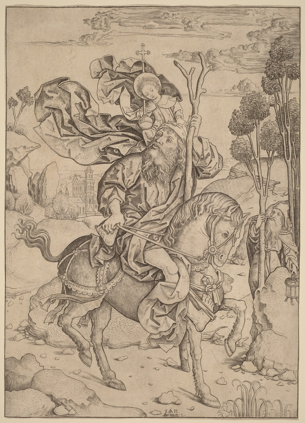 Saint Christopher on Horseback by Master I.A.M. of Zwolle