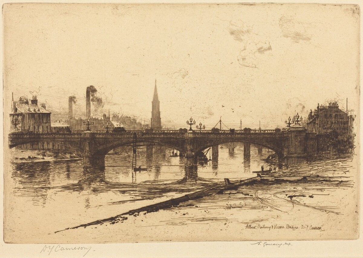 Albert, Railway, and Victoria Bridges by David Young Cameron
