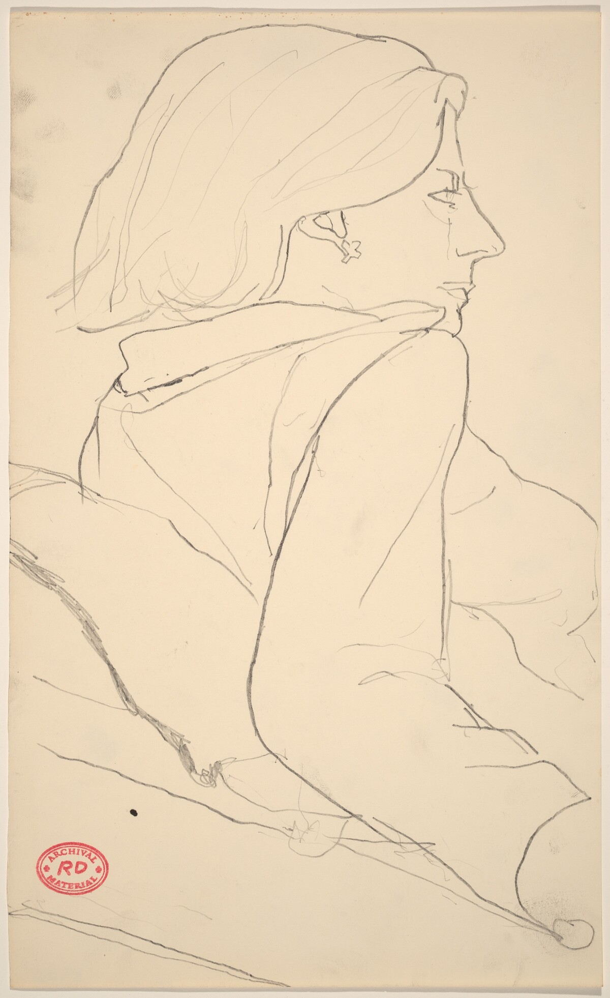 Untitled [study of a woman with an earring facing right] by Richard Diebenkorn