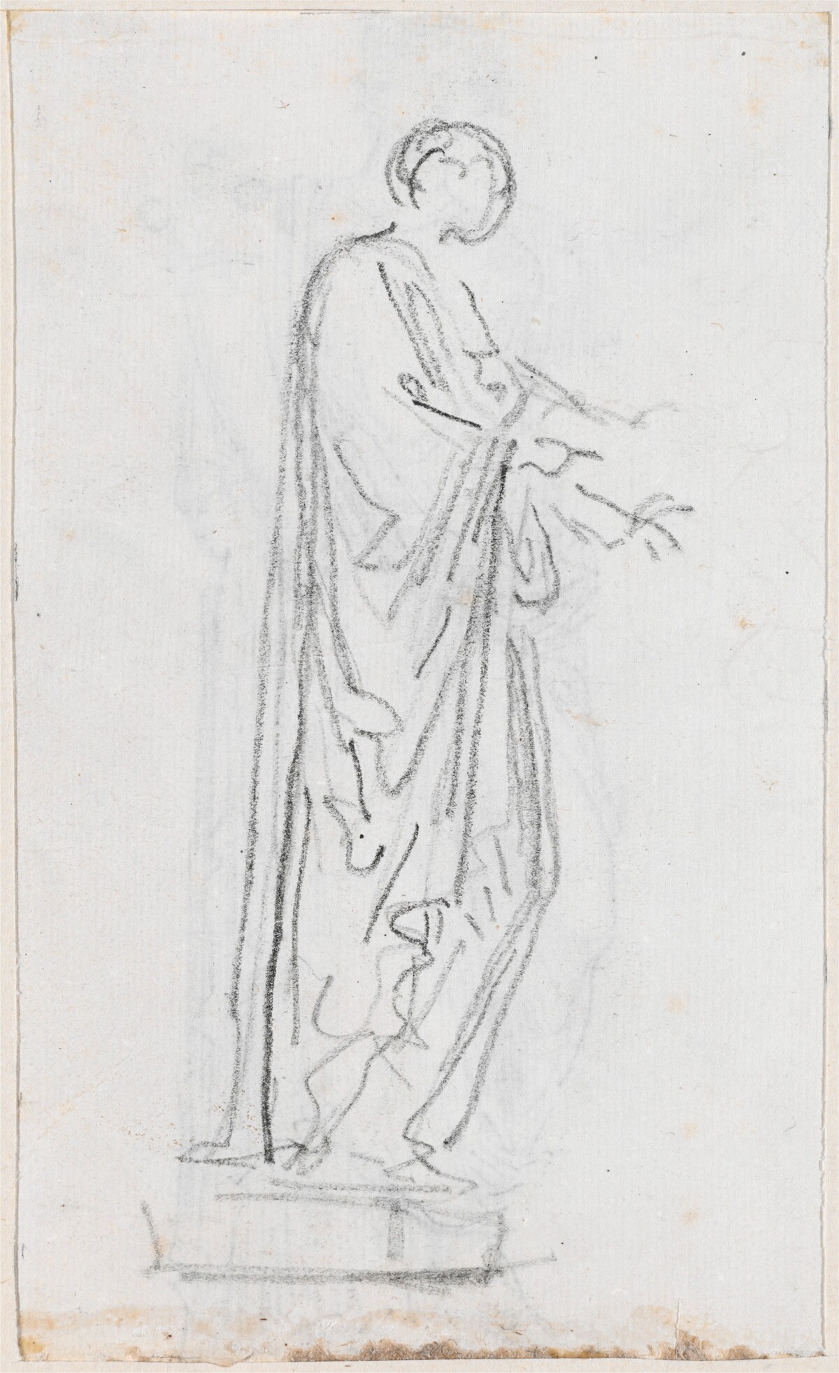 Statue of a Roman Woman (Female Deity?) Seen from the Side [verso] by Hubert Robert