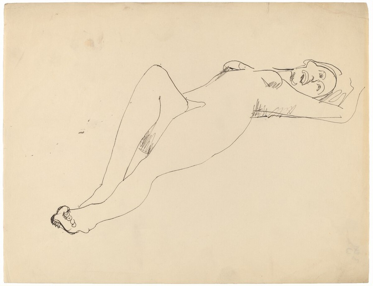 Female Nude Lying on Back, Leaning to the Right by Mark Rothko