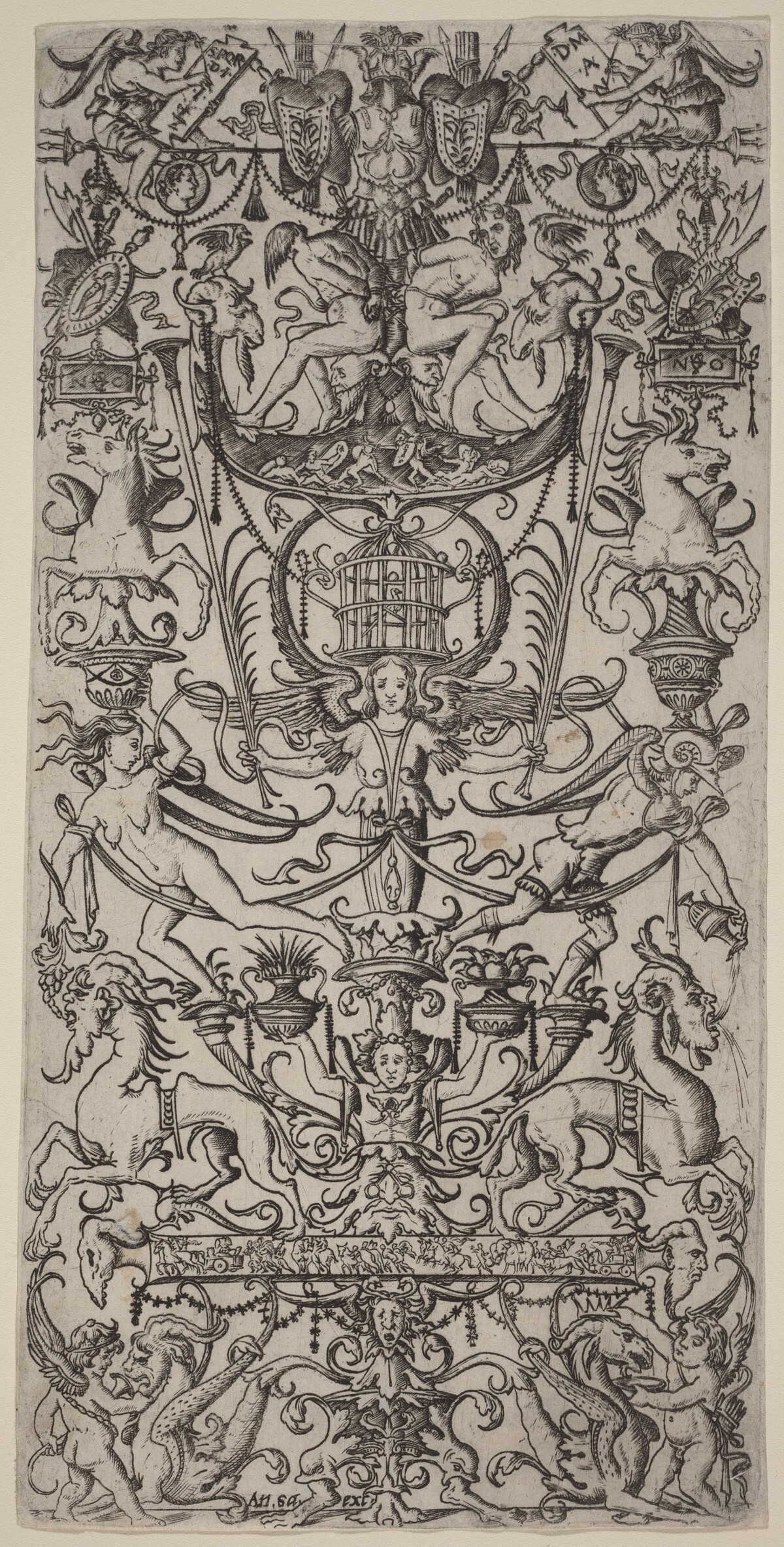 Ornament Panel with a Birdcage by Nicoletto da Modena