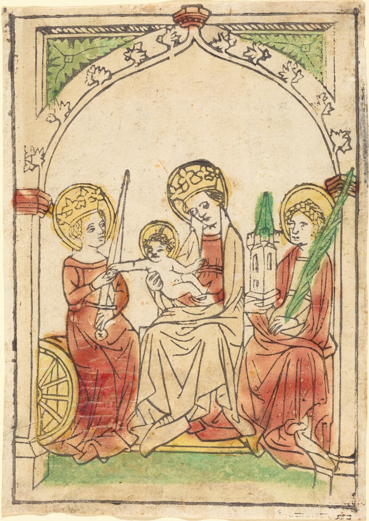 Madonna between Saints Catherine and Barbara by German 15th Century