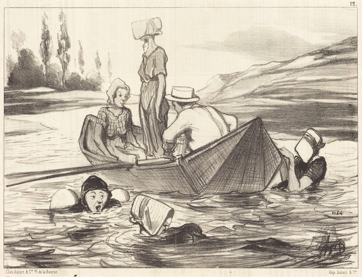 En pleine eau by Honoré Daumier