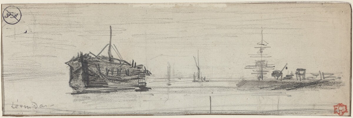 Shipping in the Port of London [recto] by Félix-Hilaire Buhot