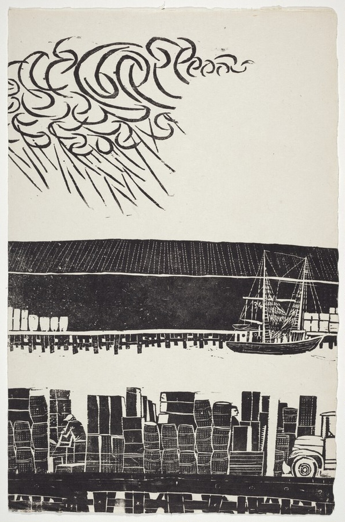 The Fulton Fish Market by Antonio Frasconi