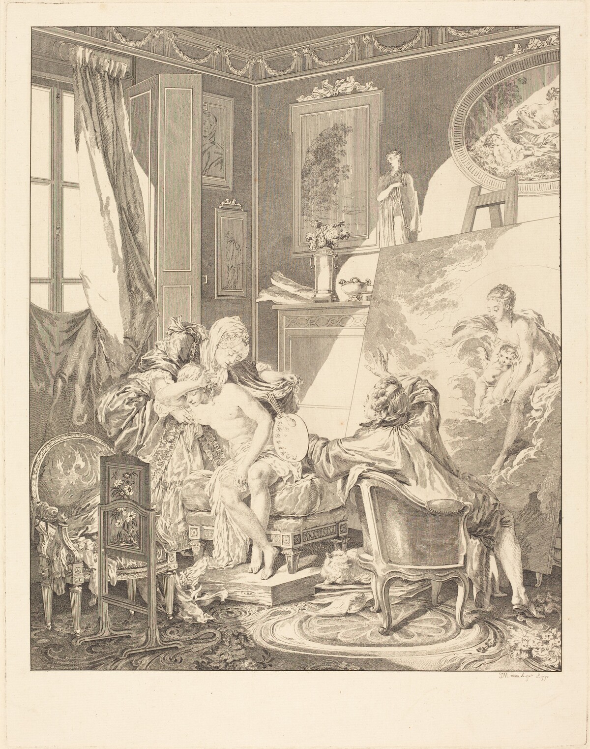 Le modèle honnête by Jean-Michel Moreau after Pierre-Antoine Baudouin
