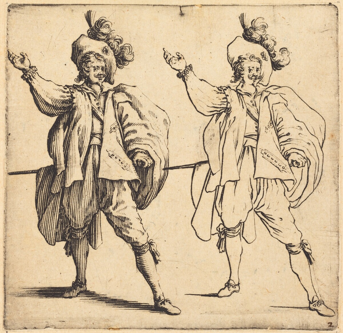 Officer with Large Plume, Front View by Jacques Callot