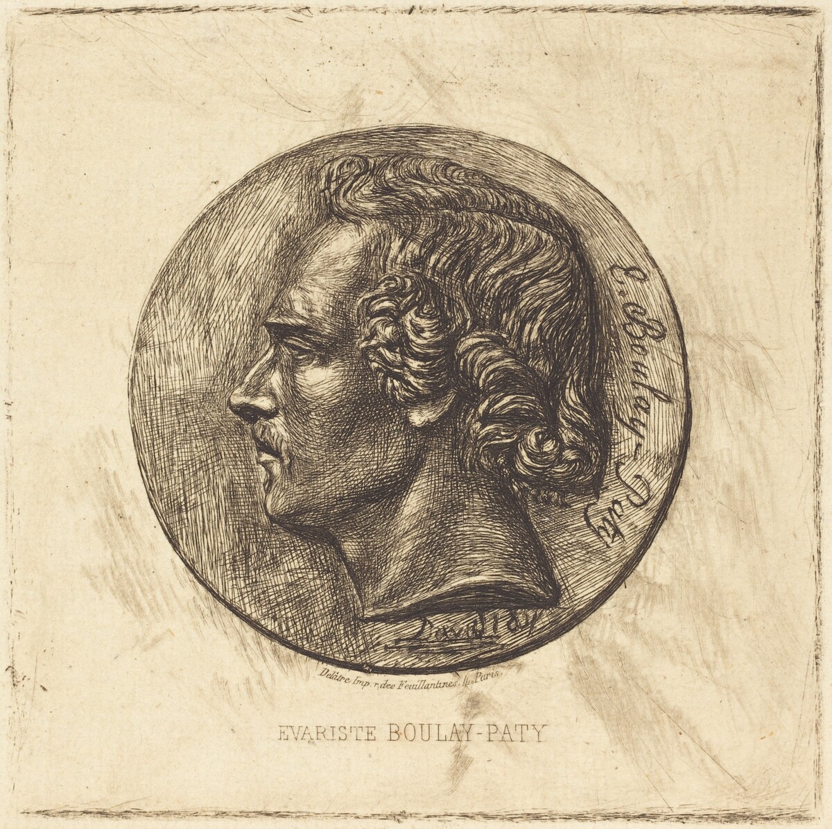 Evariste Boulay-Paty; A Poet (From a Bronze by David d'Angers) by Charles Meryon