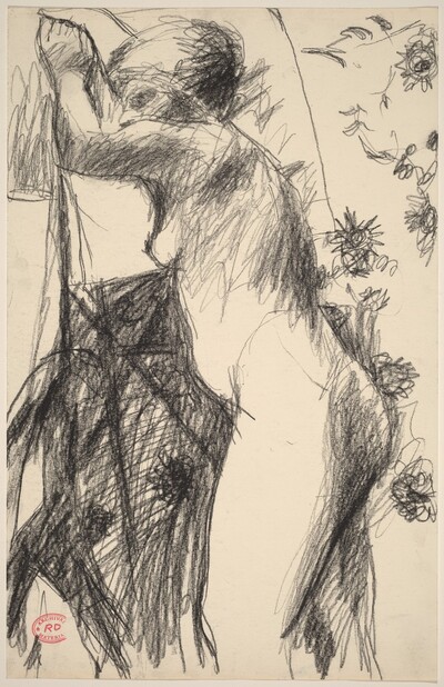 Untitled [female nude in a patterned setting]