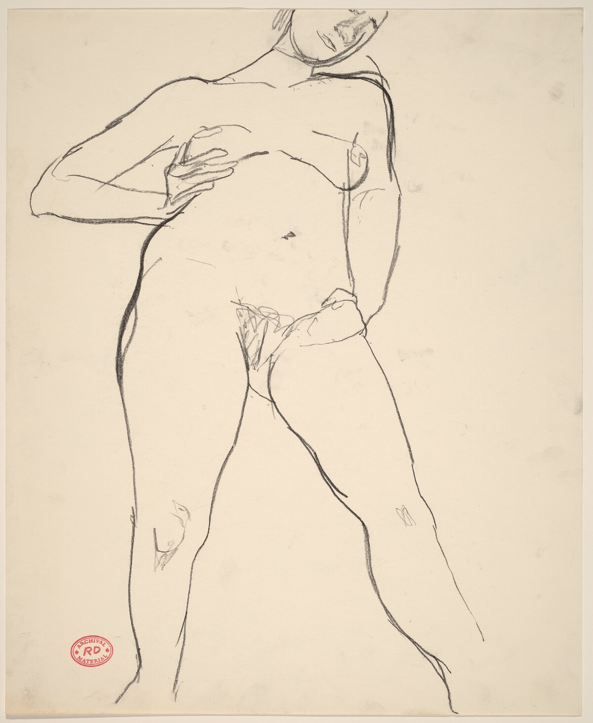 Untitled [standing nude with her right arm akimbo] by Richard Diebenkorn