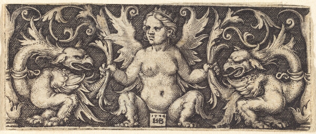 Ornament with Female Demon by Sebald Beham, after Barthel Beham