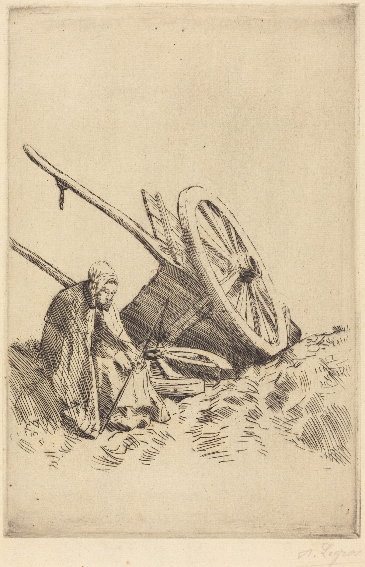 Broken Cart (La charrette brisee) by Alphonse Legros