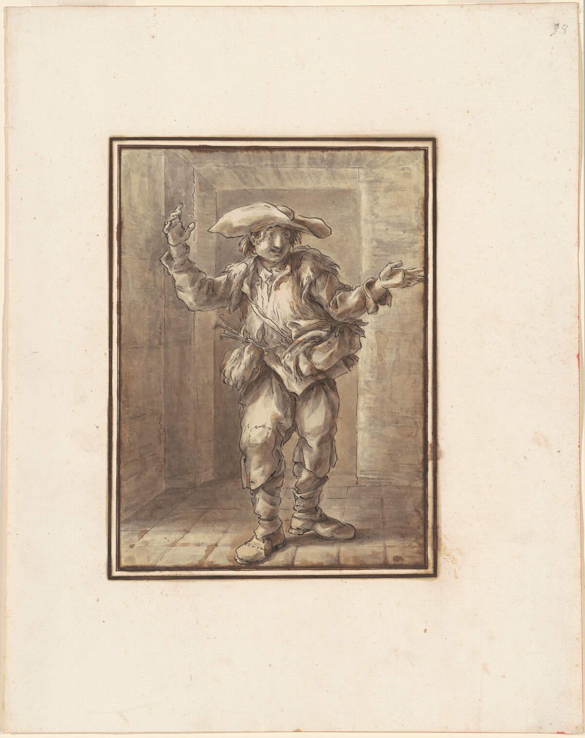 Caricature of a Peasant with a Broad Hat by Carlo Marchionni