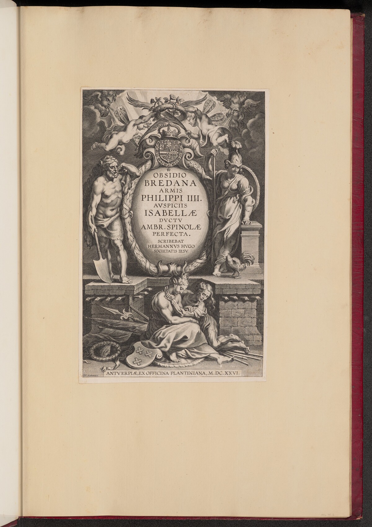 Title Page for Herman Hugo's "Obsidio Bredana" by Cornelis Galle I after Sir Peter Paul Rubens