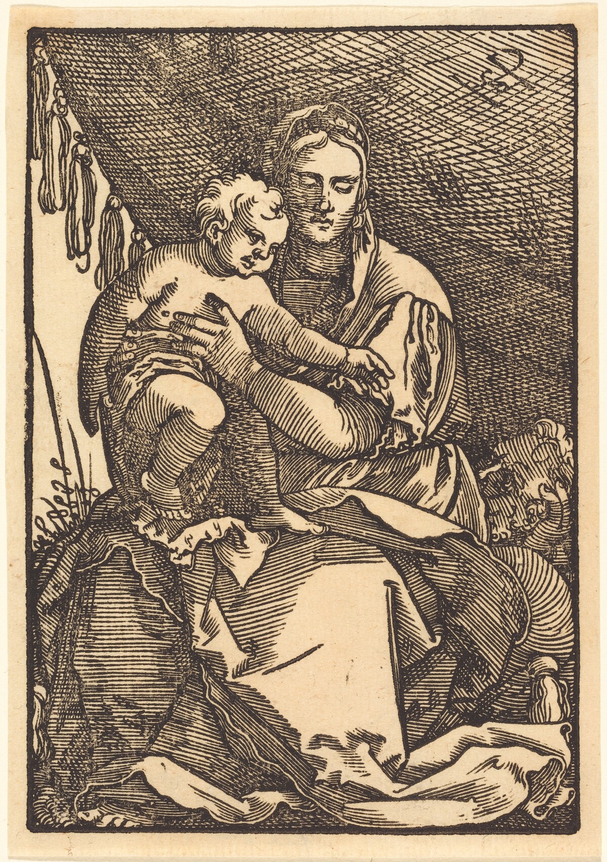 The Holy Family Under a Canopy by Sebald Beham