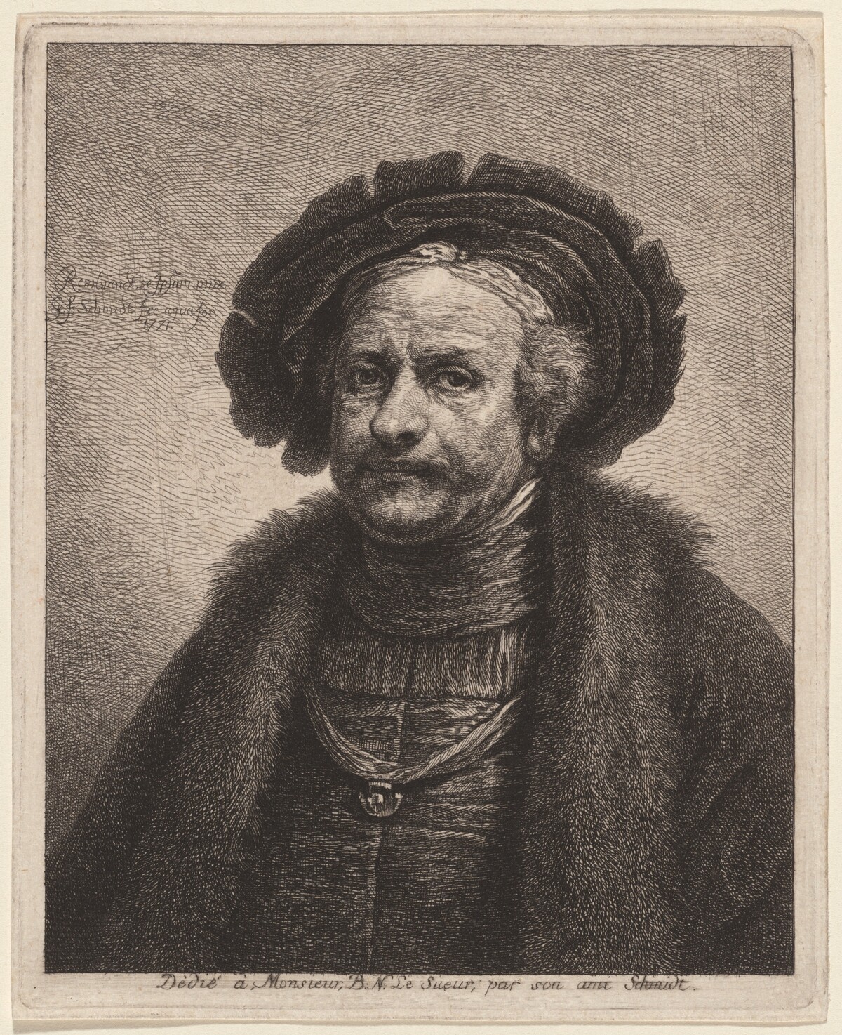 Self-Portrait of Rembrandt by Georg Friedrich Schmidt, after Rembrandt van Rijn