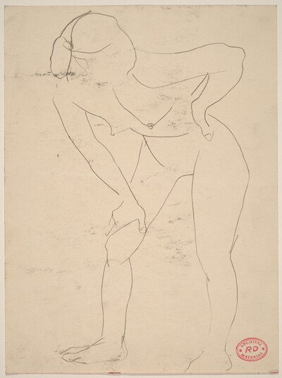 Untitled [standing female nude bending forward]
