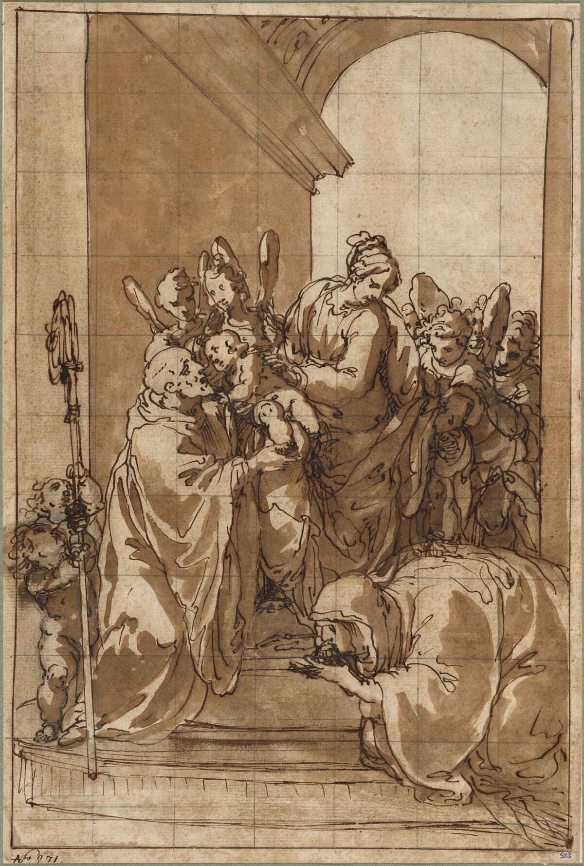 Madonna and Child with Angels, Saint Benedict, and Saint Scholastica by Giulio Benso