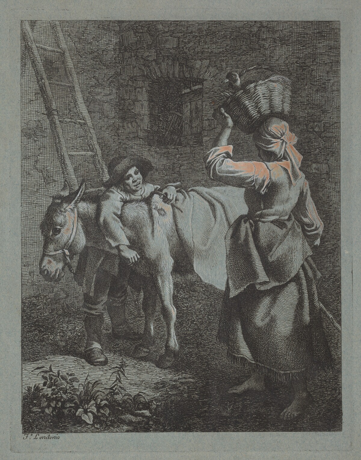 Shepherd Speaking to a Peasant Woman by Francesco Londonio