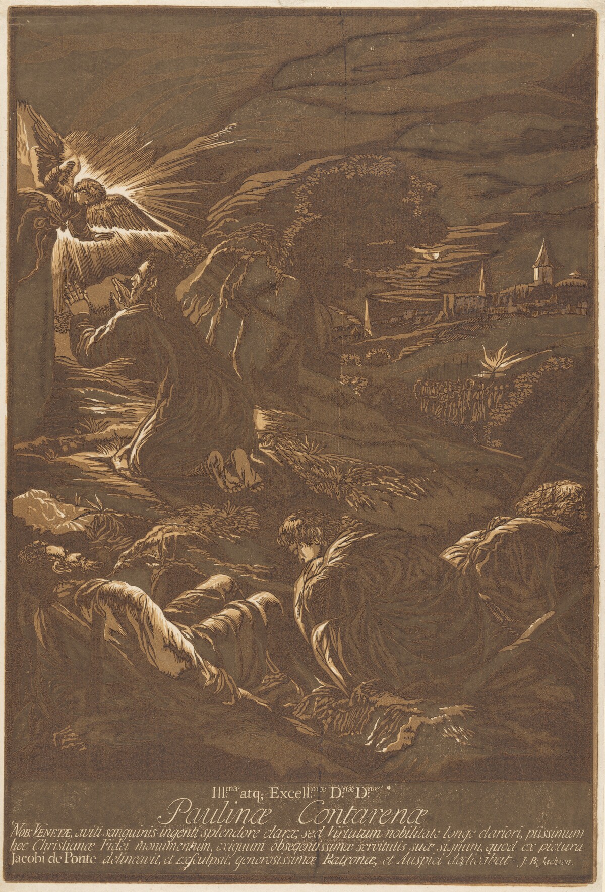 Christ on the Mount of Olives by John Baptist Jackson, after Jacopo Bassano