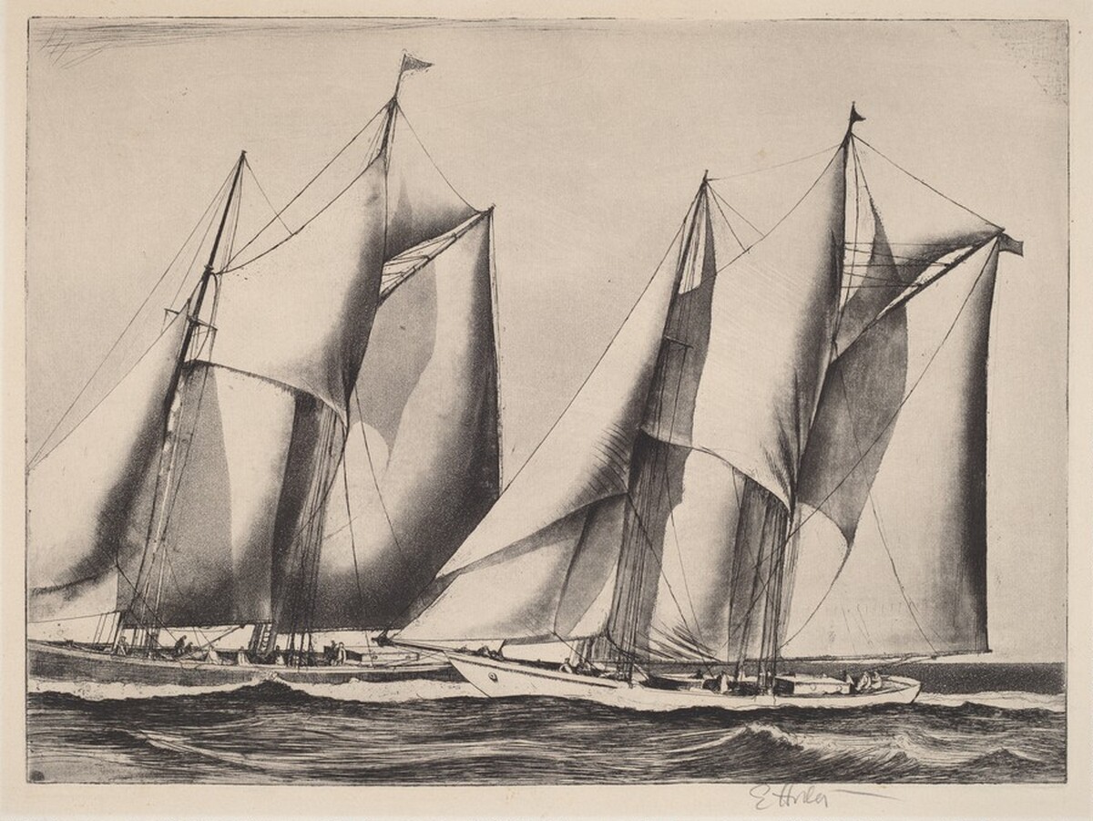 Untitled (Two Yachts Racing) by Earl Horter
