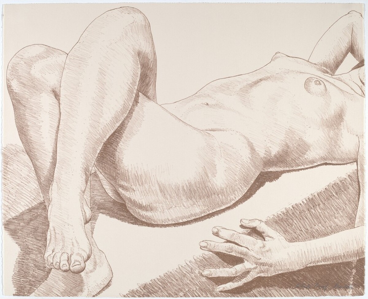Nude Lying with Crossed Legs by Philip Pearlstein