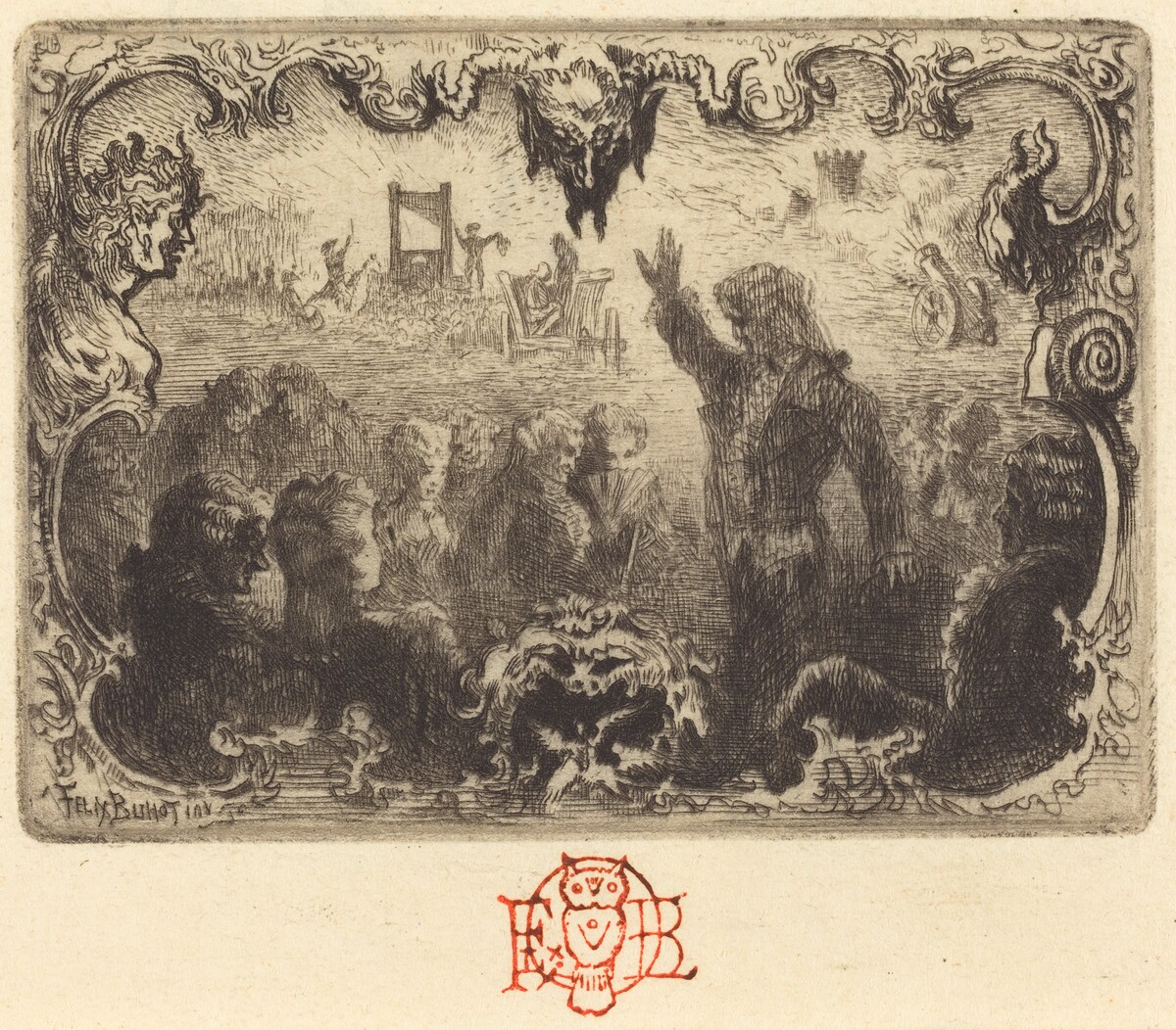 Jacques Cazotte's "Le Diable amoureux" (3rd vignette) by Félix-Hilaire Buhot