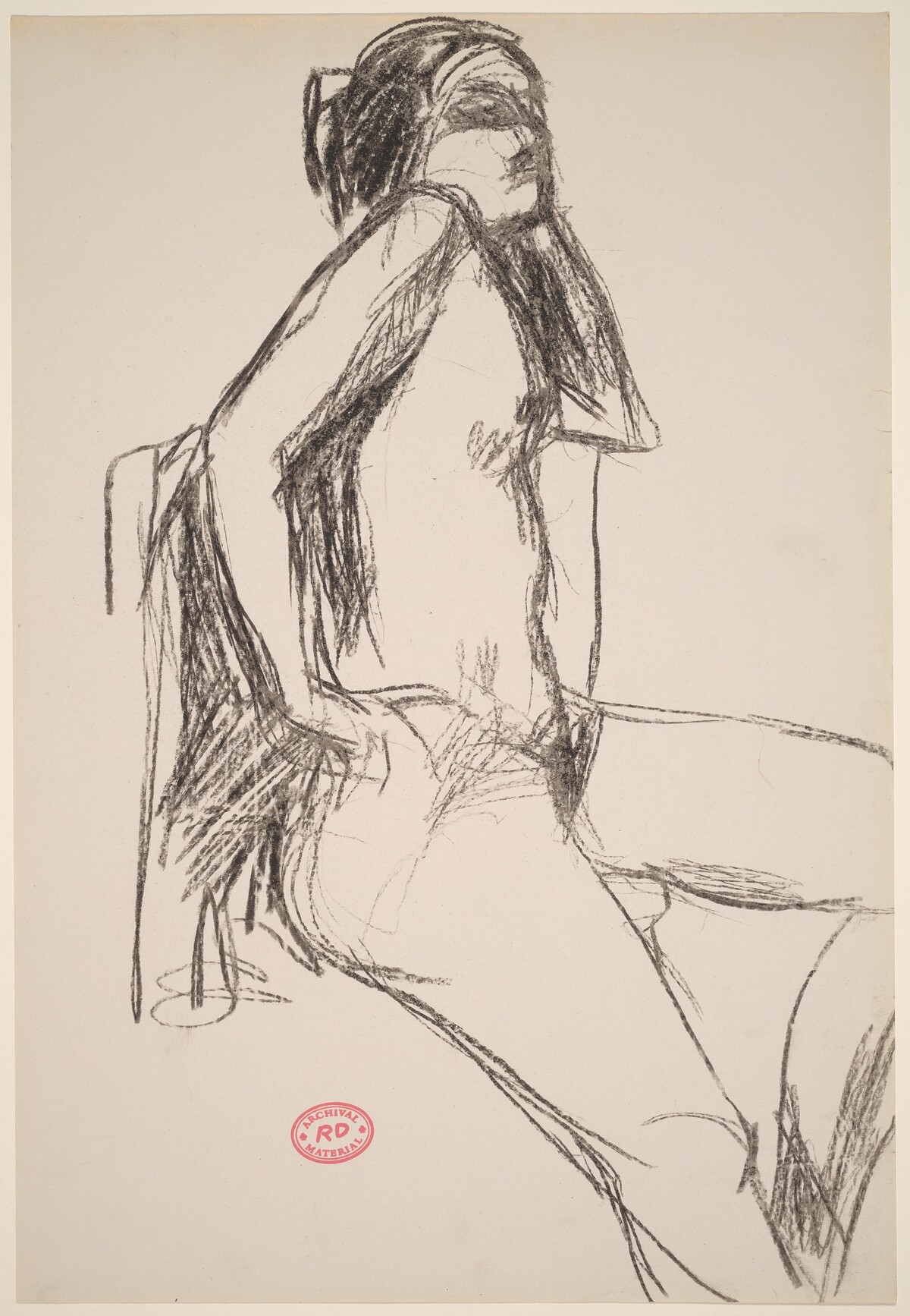 Untitled [seated female nude with hand to hip] by Richard Diebenkorn