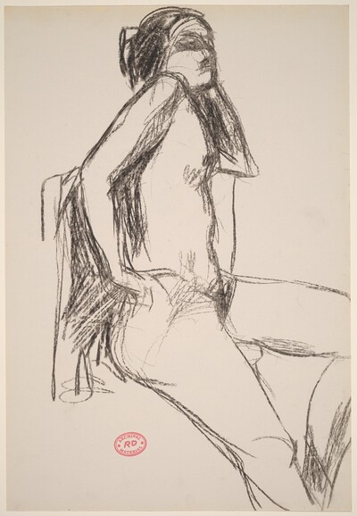 Untitled [seated female nude with hand to hip]