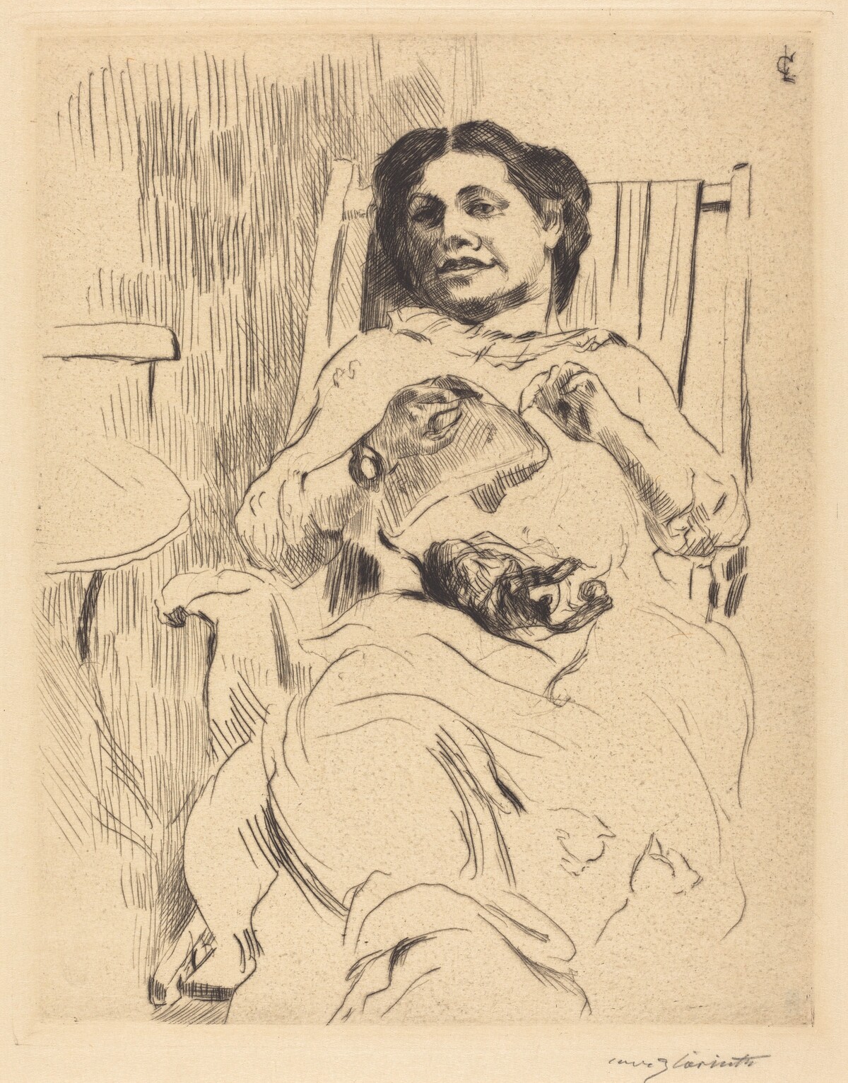 Frau mit Handarbeit (Woman with Needlework) by Lovis Corinth