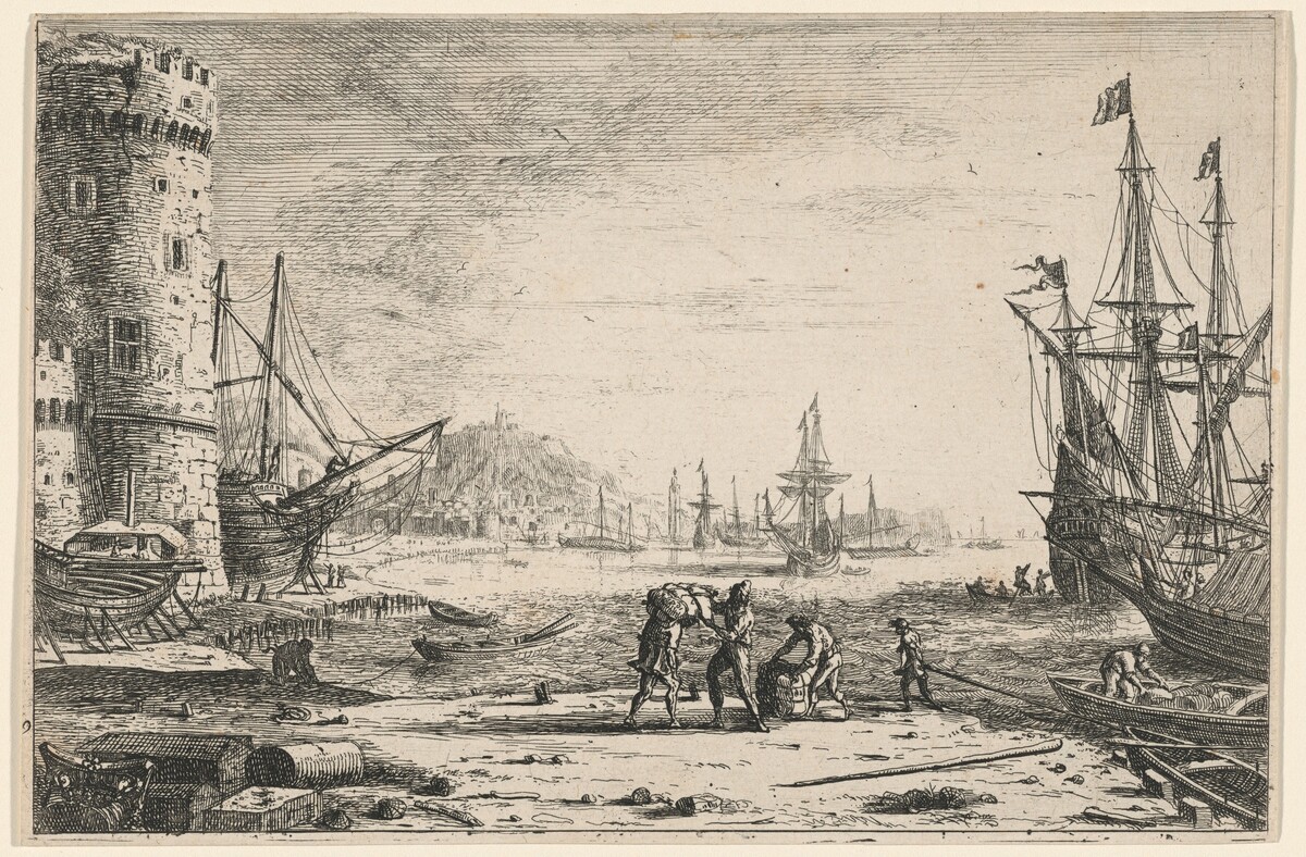 Harbor with a Large Tower (Le Port de mer à la grosse tour) by Claude Lorrain