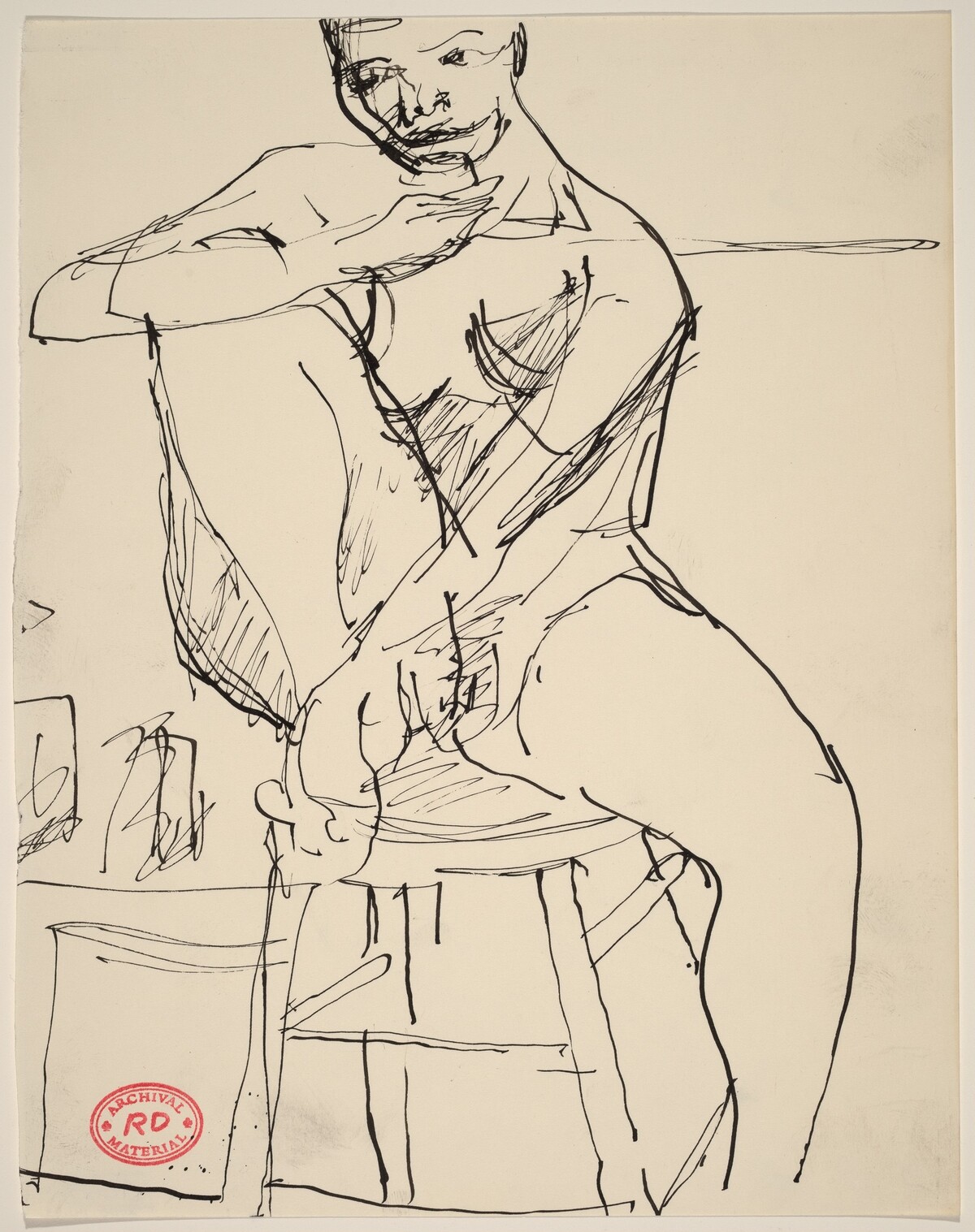Untitled [nude woman seated on stool] by Richard Diebenkorn