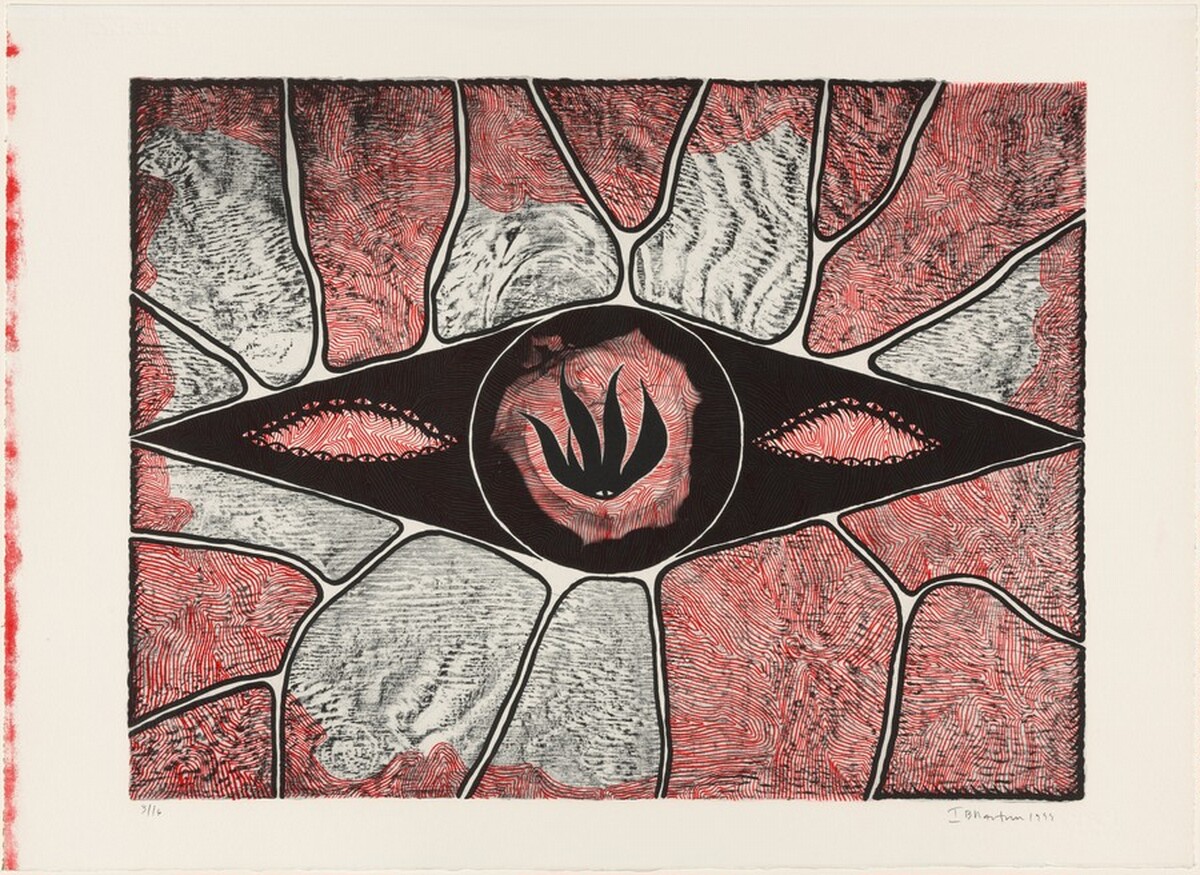 Untitled (black, red, white) by Ibrahim Miranda