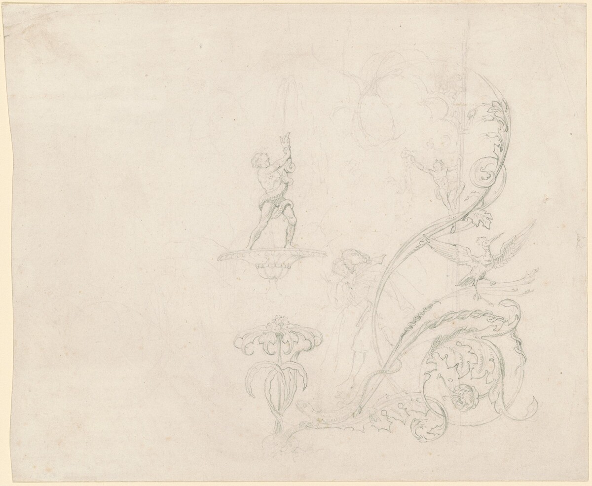 Studies of Fountain Decorations by Emanuel Gottlieb Leutze
