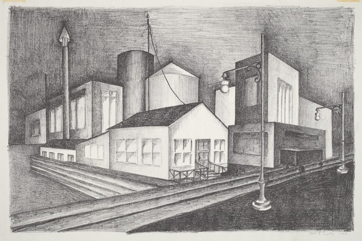 Untitled (Factory with Railroad Siding) by Edith E. Lipsky