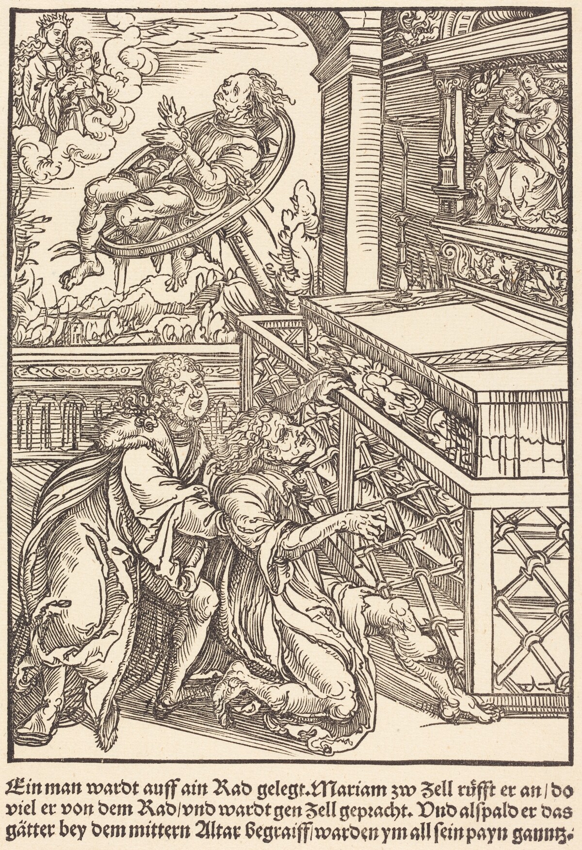 Ein man wardt auff ain Rad ... by Master of the Miracles of Mariazell