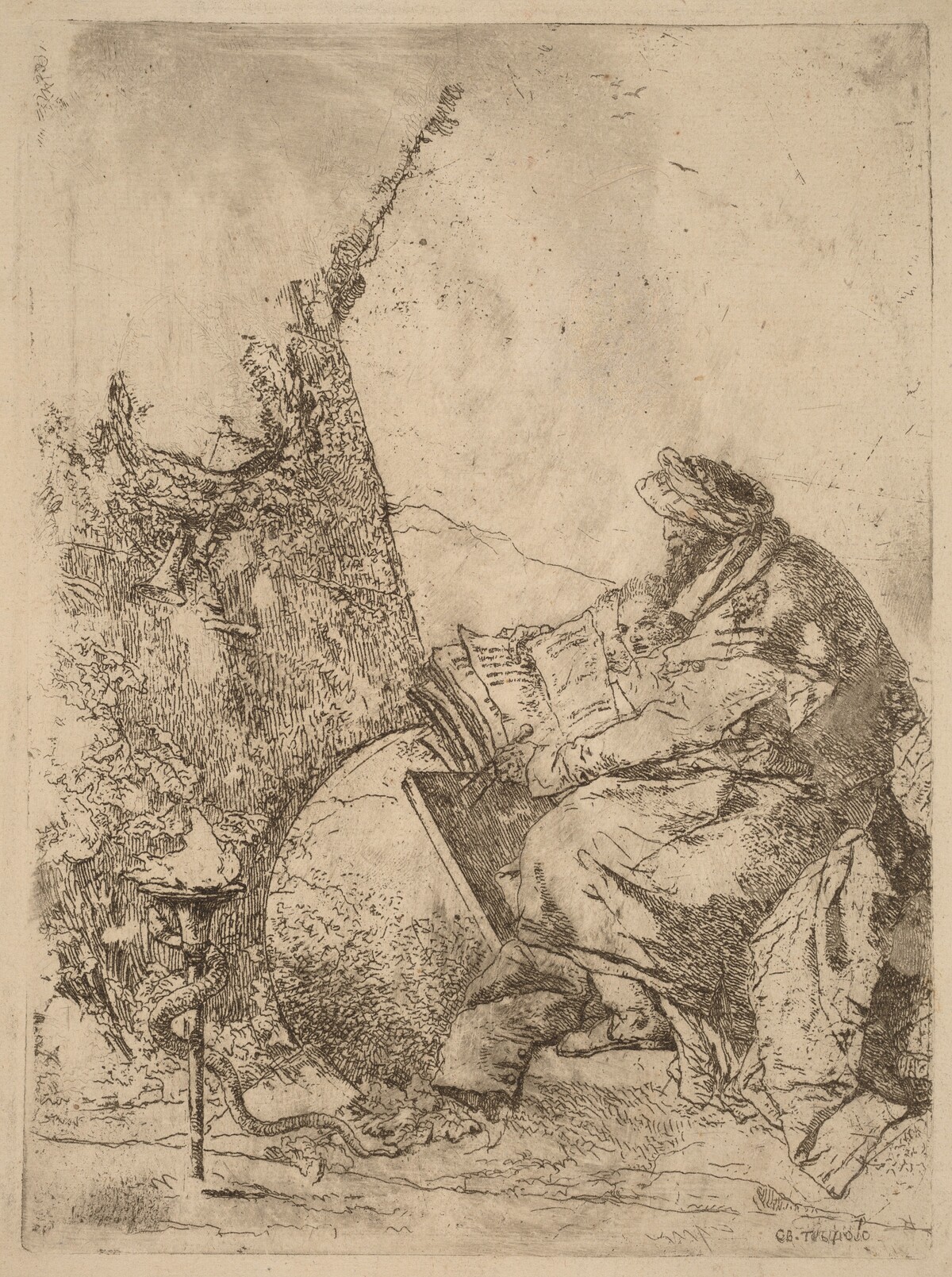 Philosopher Seated, with Globe, Book, and Compass by Giovanni Battista Tiepolo
