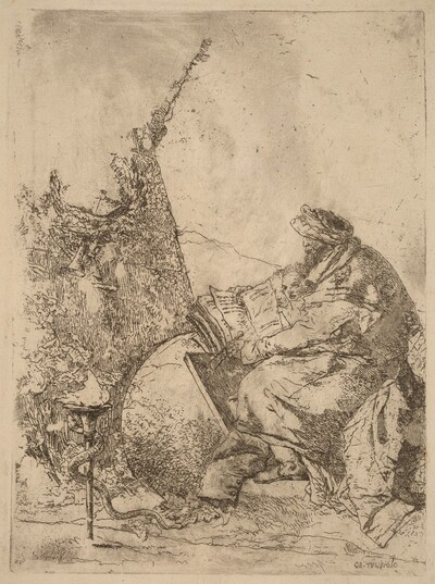 Philosopher Seated, with Globe, Book, and Compass