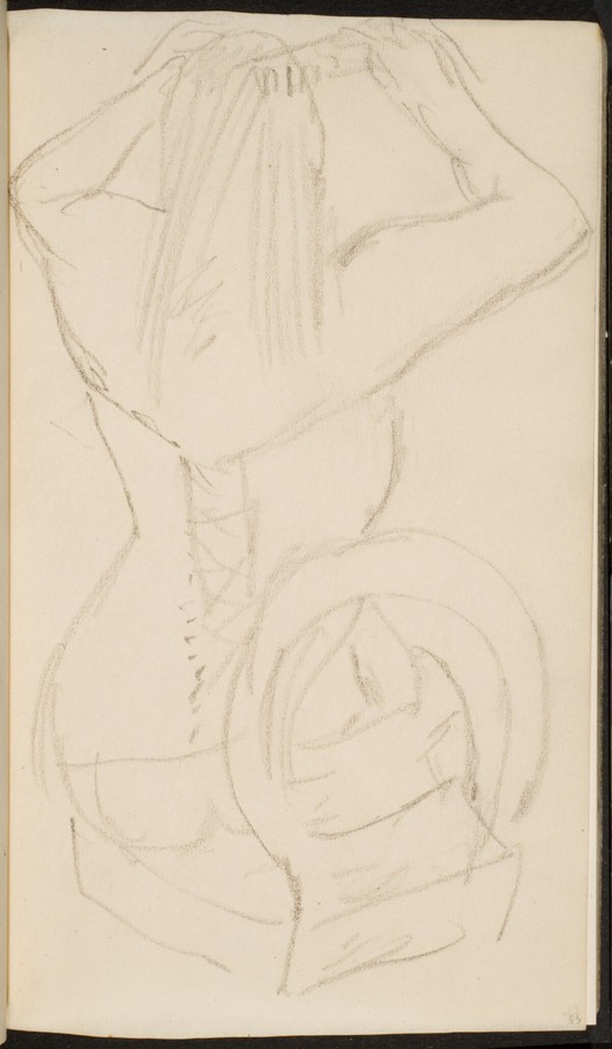 sich kämmende Frau in Wäsche (Woman in a Corset Combing Her Hair) [p. 55] by Max Beckmann
