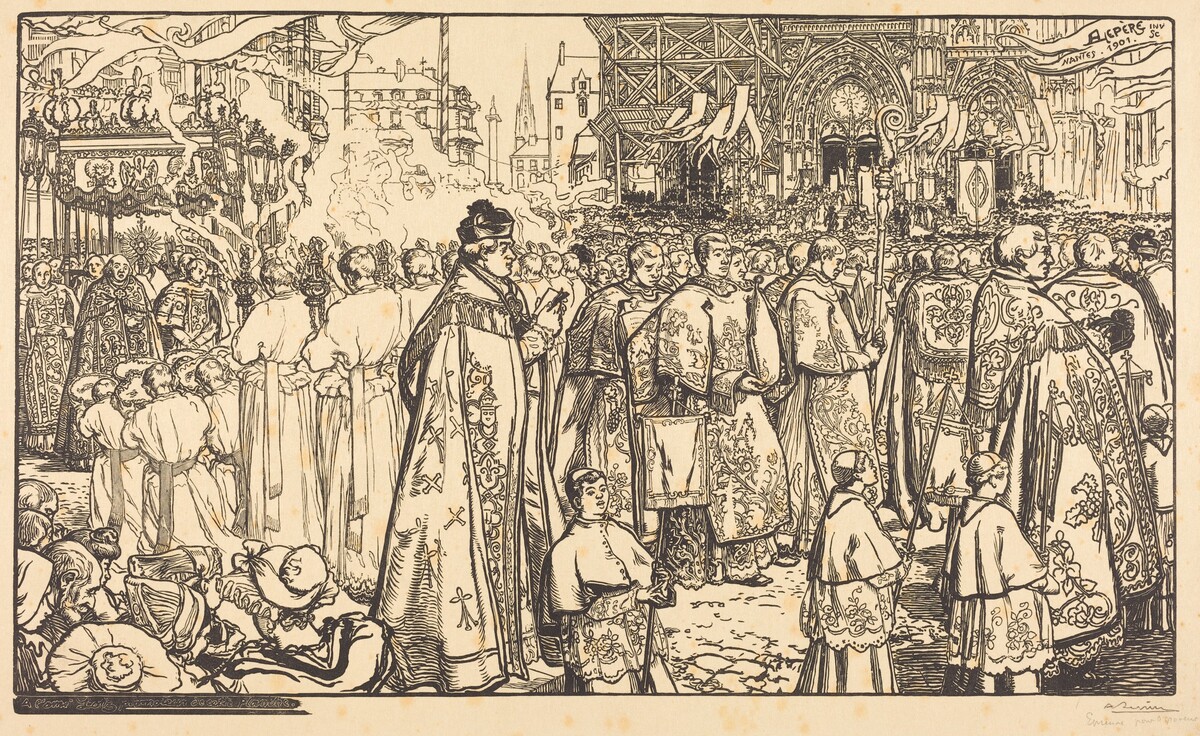 Corpus Christi Procession at Nantes (Procession de la Fete Dieu a Nantes) by Auguste Lepère