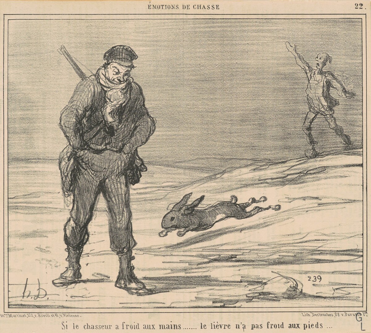 Si le chasseur a froiD ... le lièvre n'a pas froid ... by Honoré Daumier