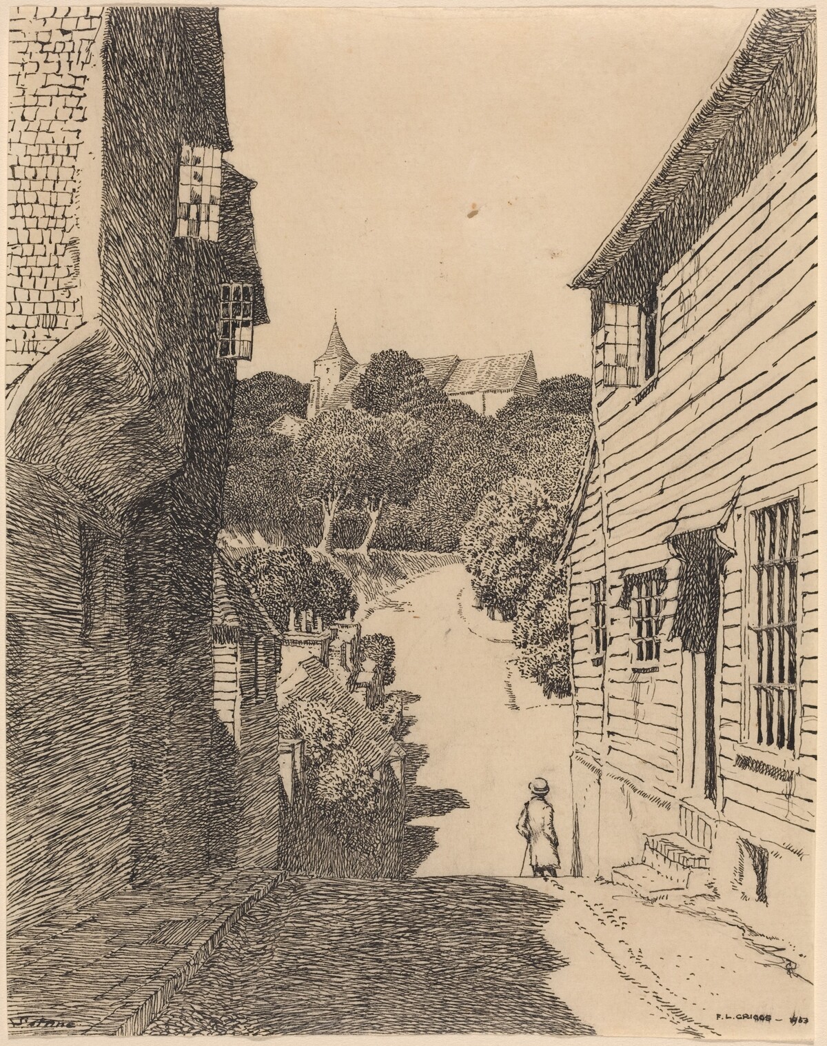 St. Anne's Church from Southover by F.L. Griggs