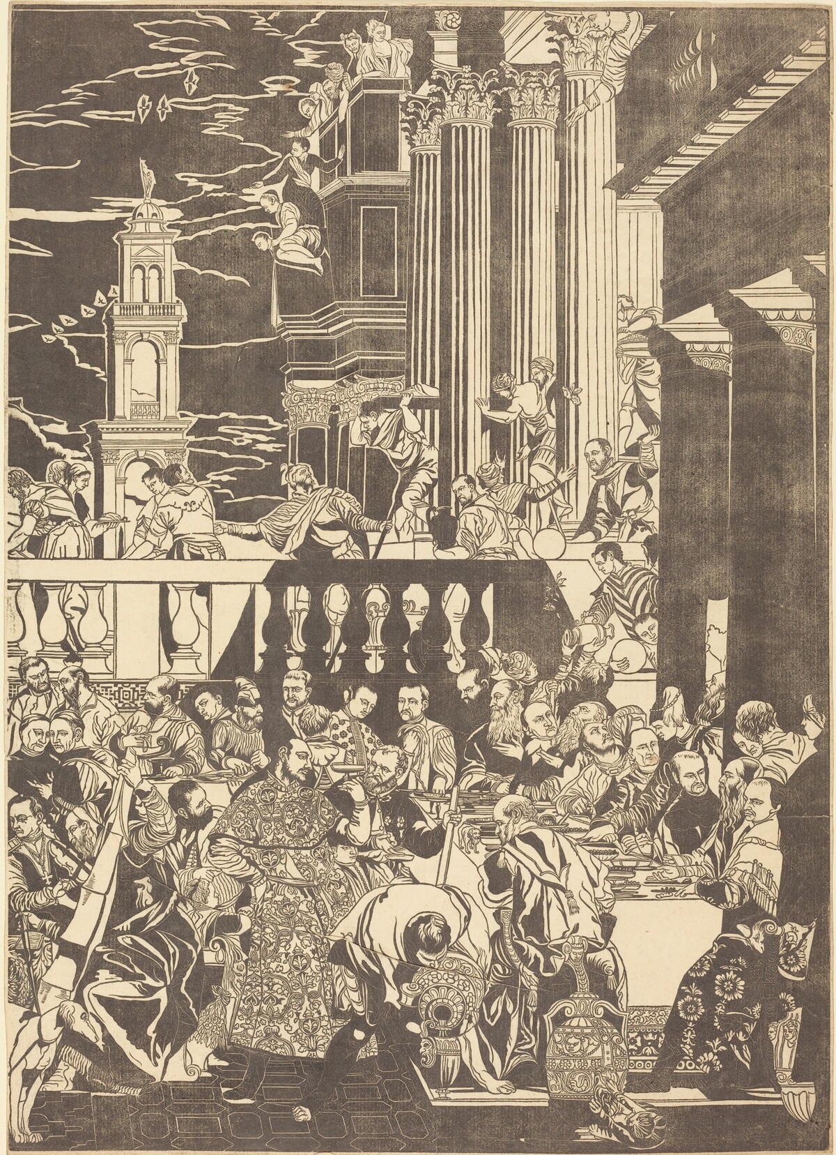 The Marriage at Cana [right plate] by John Baptist Jackson after Veronese