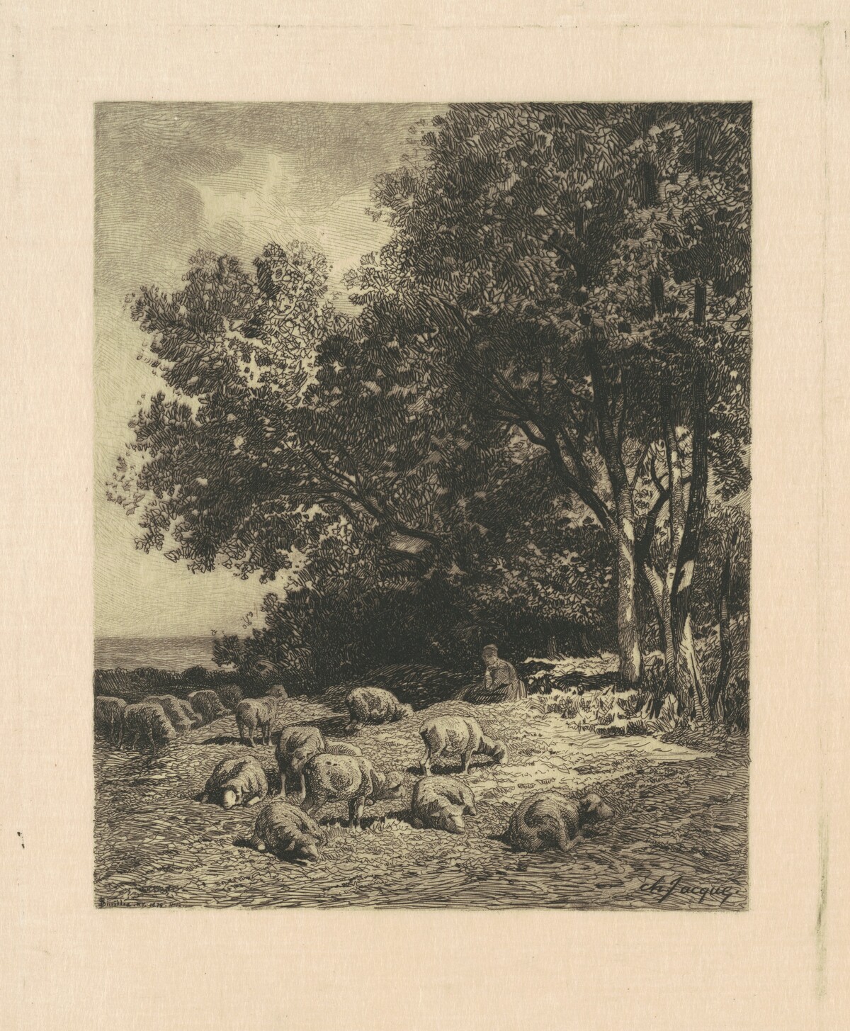 Landscape with Sheep by James David Smillie, after Charles Émile Jacque