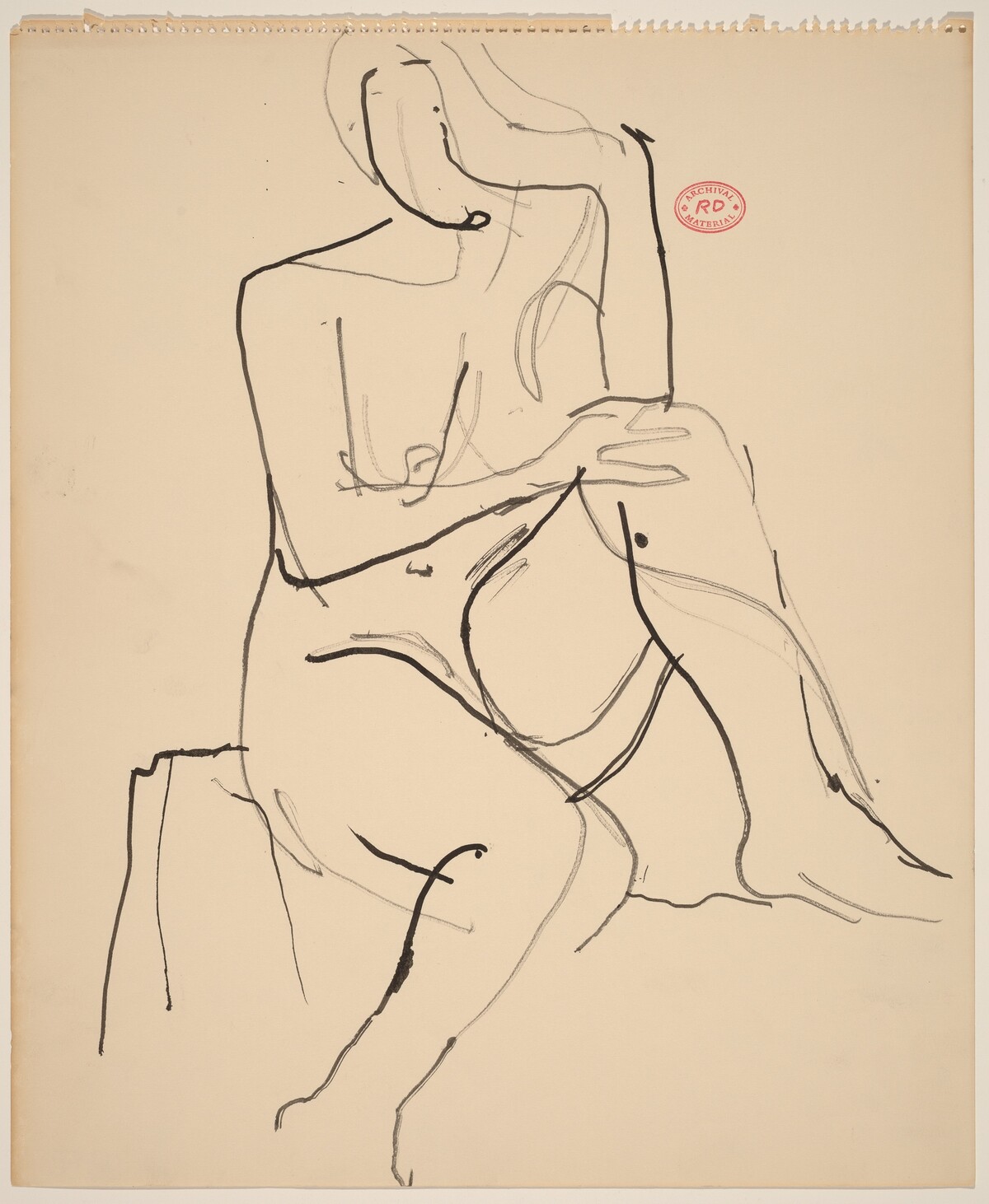 Untitled [seated female nude with left foot on stand] by Richard Diebenkorn