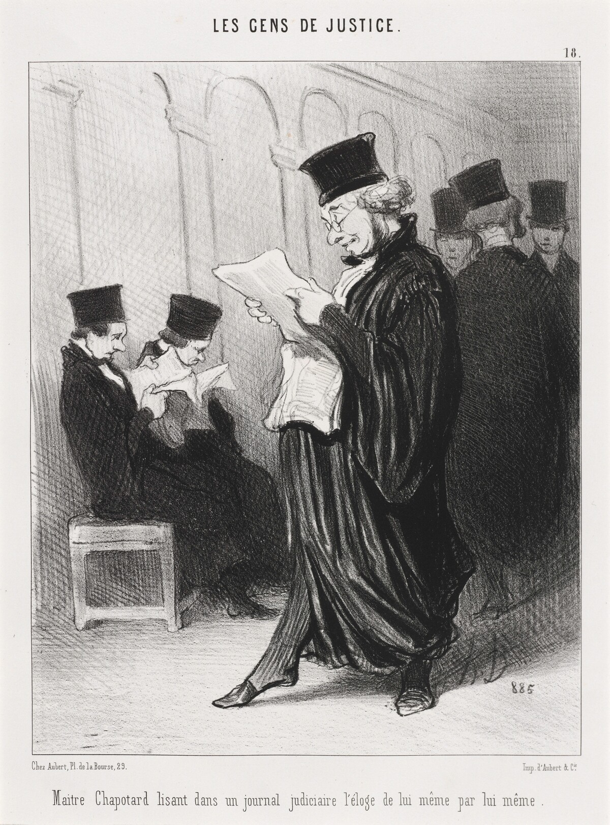 Maitre Chapotard lisant... l'éloge de lui-même... by Honoré Daumier