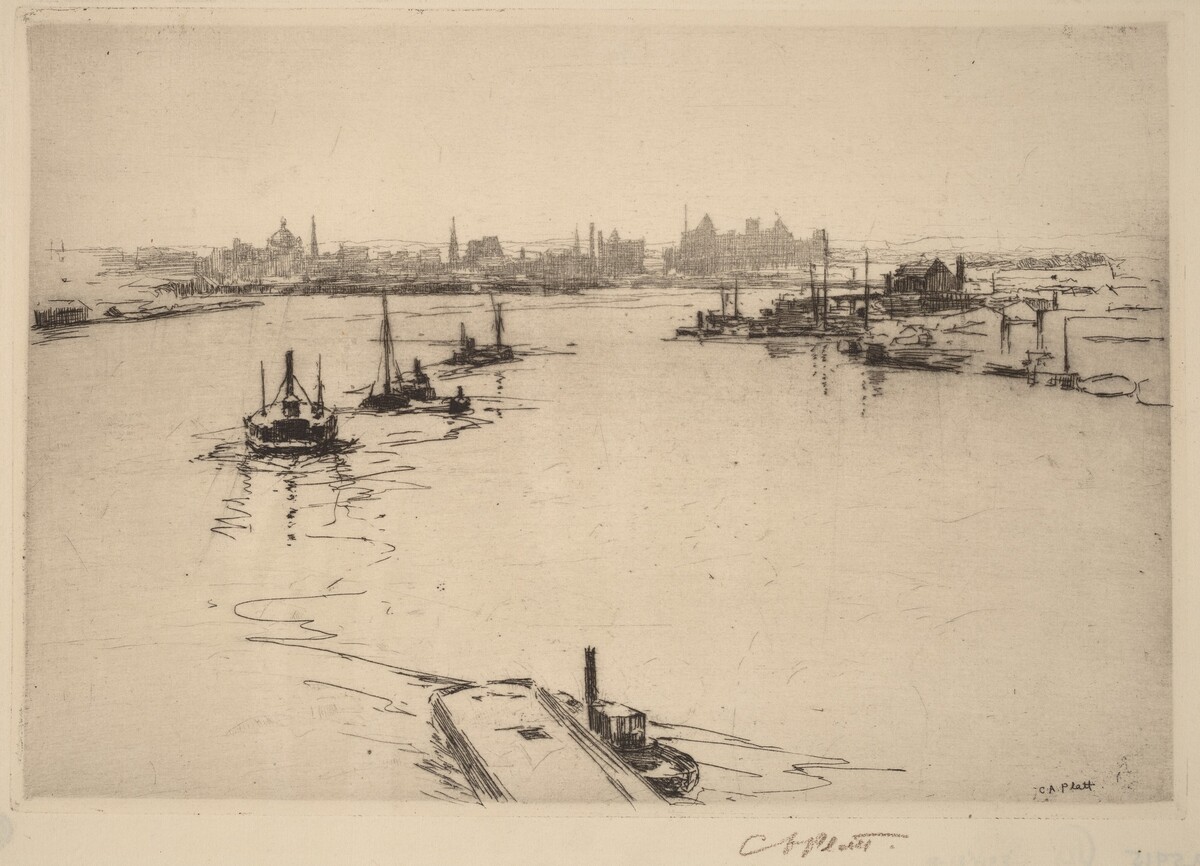 Williamsburg from the Bridge (Sketch) by Charles A. Platt