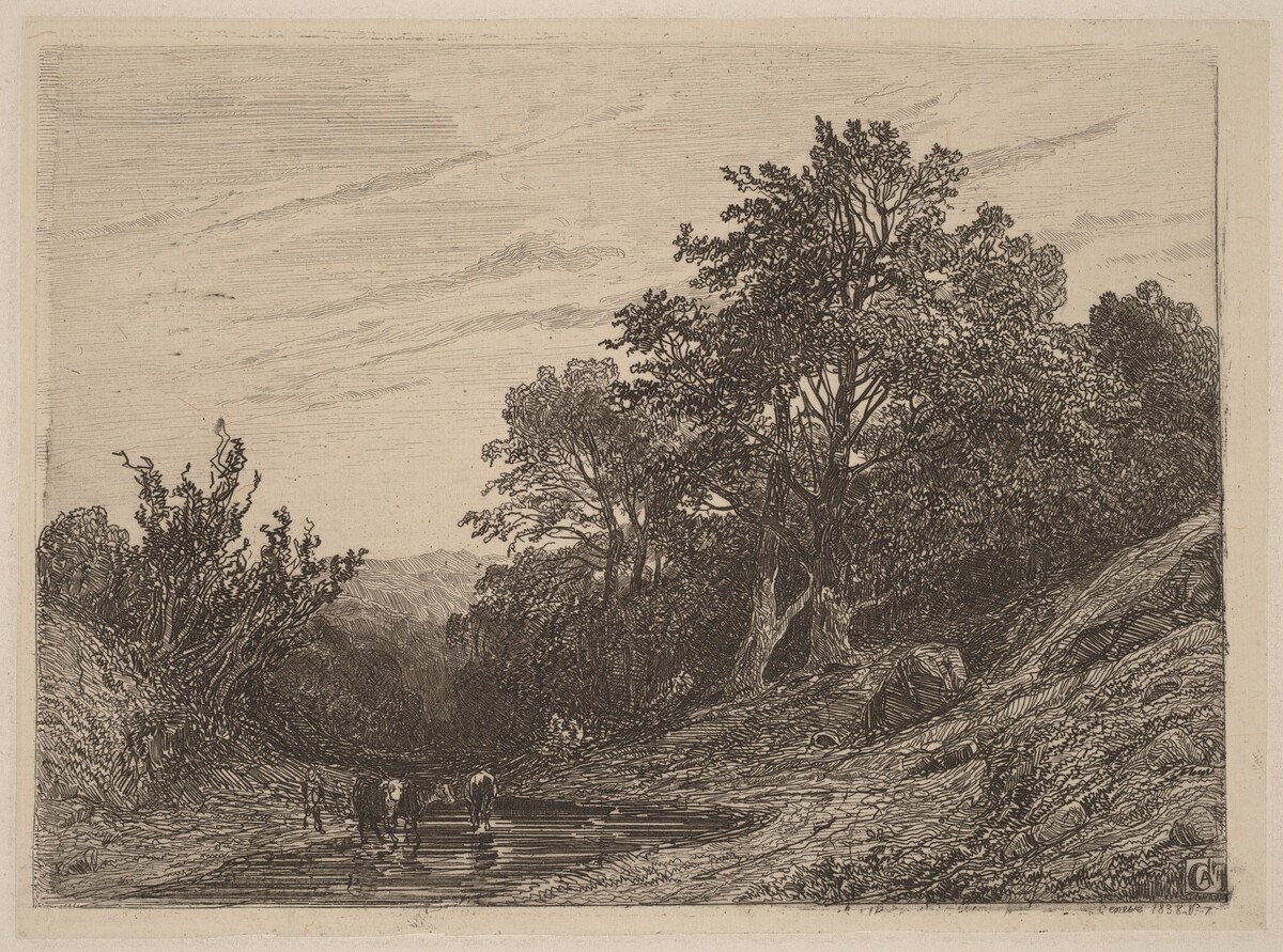 Herd in a Stream by Alexandre Calame