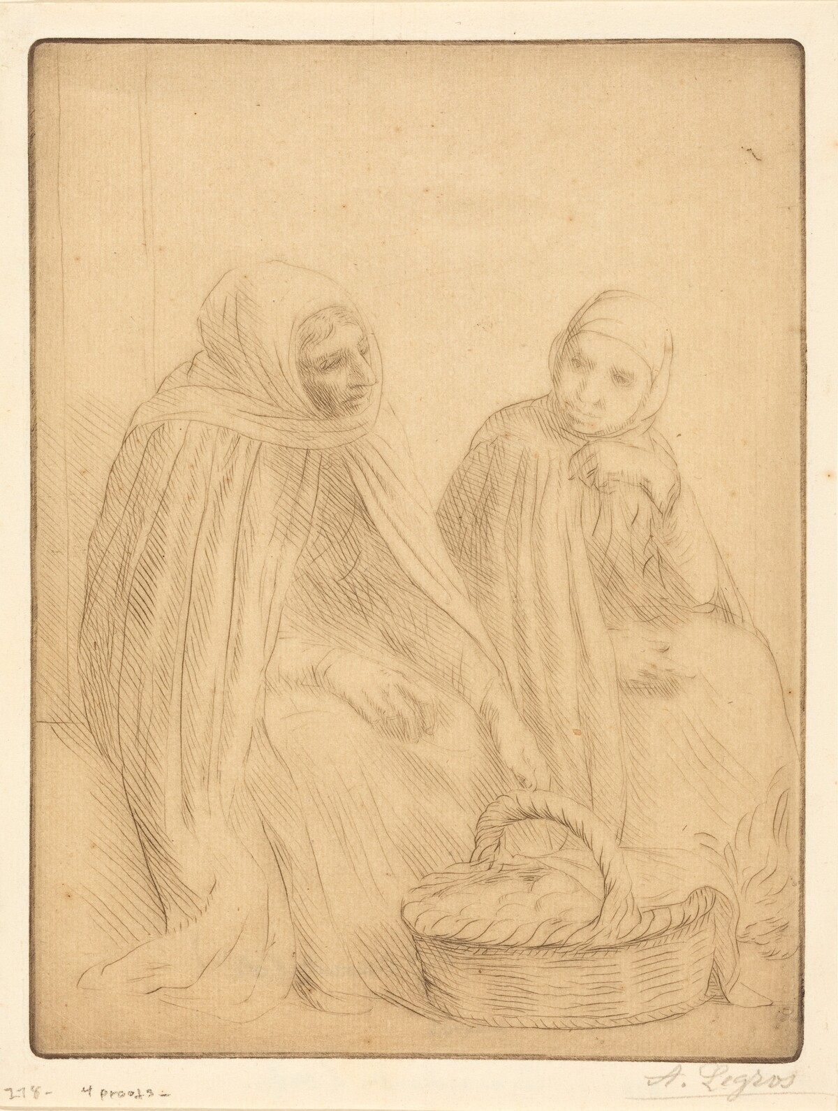 Egg-sellers, 1st plate (Les marchandes d'oeufs) by Alphonse Legros